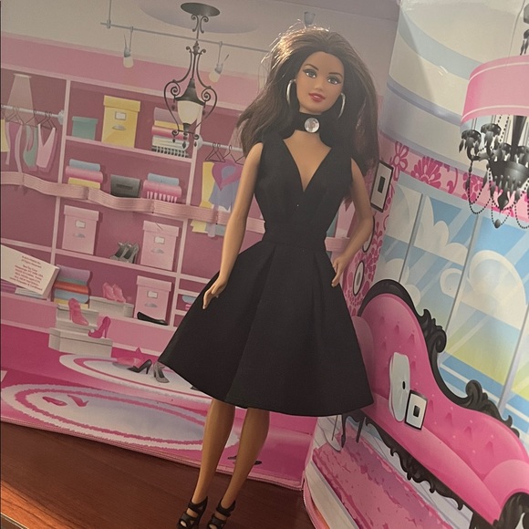 Mattel Other - Barbie with Elegant Black Dress, necklace, earrings and matching shoes!